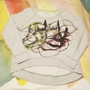 Neiman Marcus gray hi-lo graphic sweatshirt